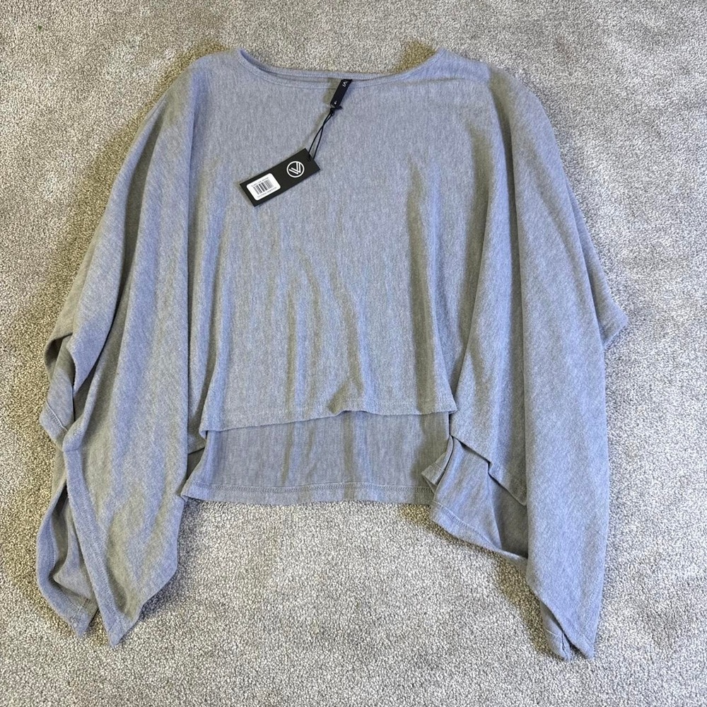 NWT Savvi Sonoran Poncho Gray Heather Long Sleeve Relaxed Fit Top